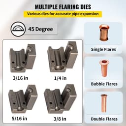 image-VEVOR Brake Line Flaring Tool, 45 Degree Single, Double, and Bubble Flares for 3/16", 1/4", 5/16" and 3/8" Tube Size, Suitable for Soft Metal of Copper Lines