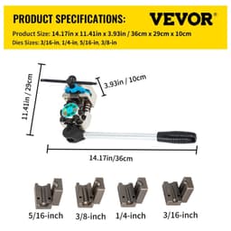 image-VEVOR Brake Line Flaring Tool, 45 Degree Single, Double, and Bubble Flares for 3/16", 1/4", 5/16" and 3/8" Tube Size, Suitable for Soft Metal of Copper Lines