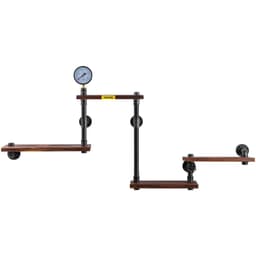 image-VEVOR Industrial Pipe Shelving, Pipe Shelves with 4-Tier Wood Planks, Rustic Floating Shelves Wall Mounted, Wall Shelf DIY Bookshelf for Bar Kitchen Bathroom Farmhouse Living Room, 51x25x9 inch