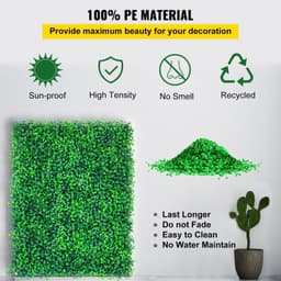 image-VEVOR Artificial Boxwood Panels, 16 PCS 20"x20" Boxwood Hedge Wall Panels, PE Artificial Grass Backdrop Wall 1.6", Privacy Hedge Screen for Decoration of Outdoor, Indoor, Garden, Fence, and Backyar