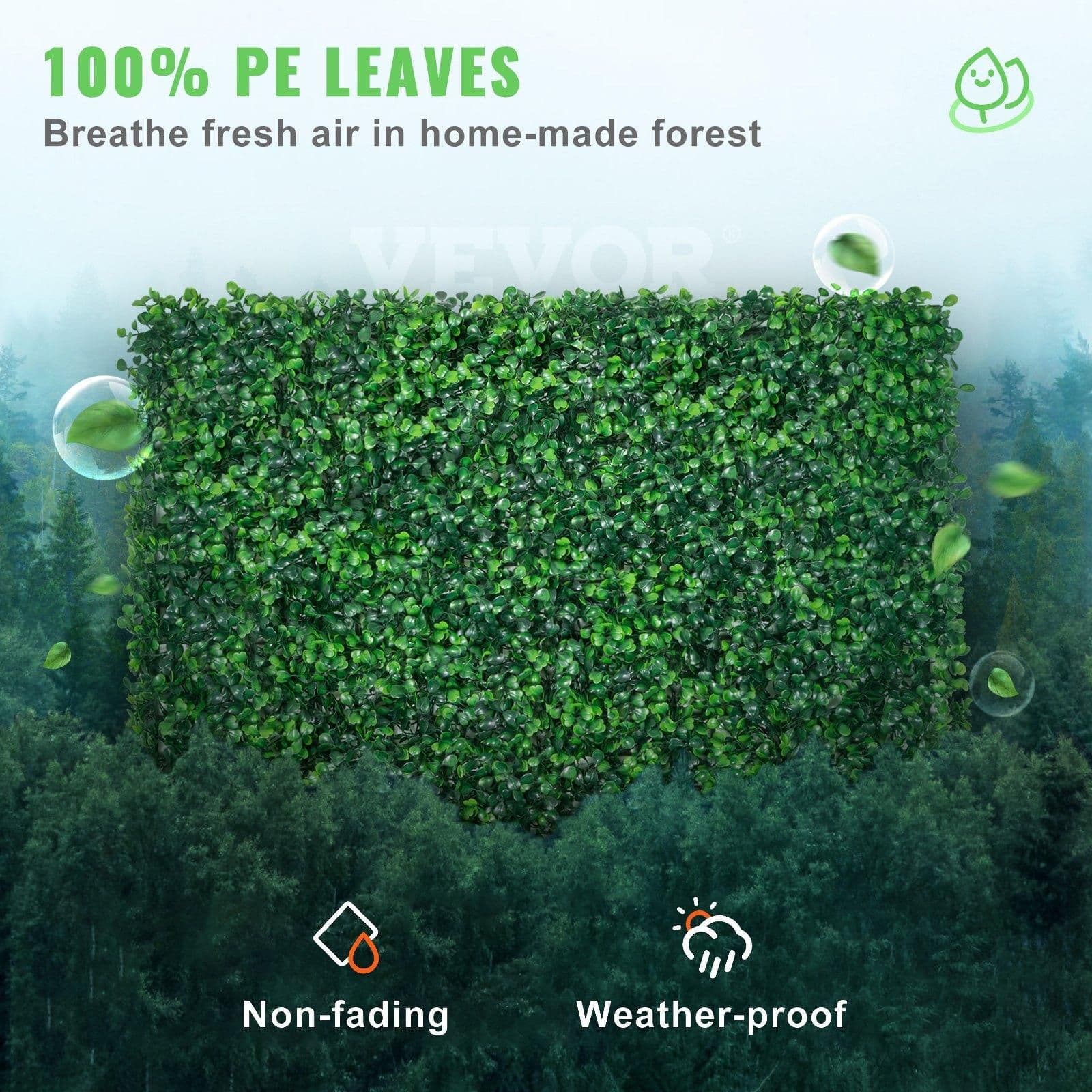 image-VEVOR 12PCS 24"x16" Grass Wall Panels for 32 SQ Feet, Boxwood Hedge Wall Panels, Artificial Grass Backdrop Wall 1.6", Privacy Hedge Screen UV Protected for Outdoor Indoor Garden Fence Backyard