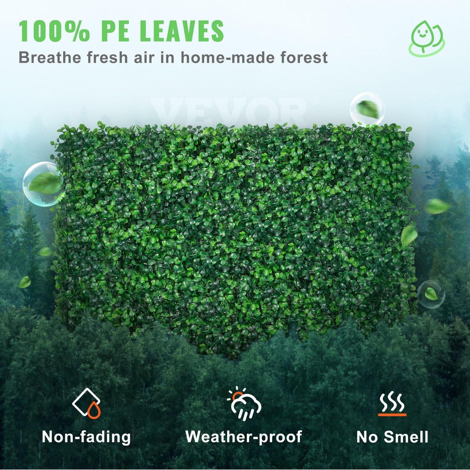image-VEVOR 12PCS 24"x16" Grass Wall Panels for 32 SQ Feet, Boxwood Hedge Wall Panels, Artificial Grass Backdrop Wall 1.6", Privacy Hedge Screen UV Protected for Outdoor Indoor Garden Fence Backyard