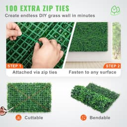 image-VEVOR 12PCS 24"x16" Grass Wall Panels for 32 SQ Feet, Boxwood Hedge Wall Panels, Artificial Grass Backdrop Wall 1.6", Privacy Hedge Screen UV Protected for Outdoor Indoor Garden Fence Backyard