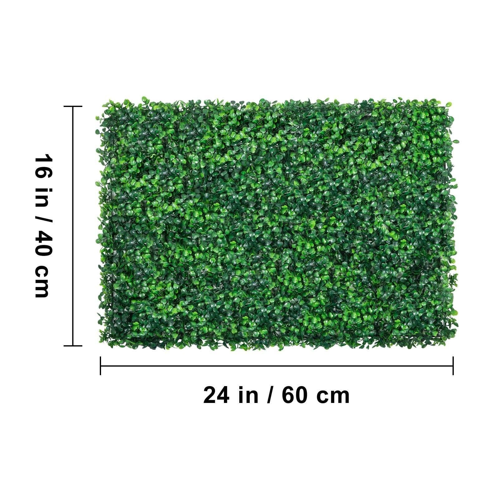 image-VEVOR 12PCS 24"x16" Grass Wall Panels for 32 SQ Feet, Boxwood Hedge Wall Panels, Artificial Grass Backdrop Wall 1.6", Privacy Hedge Screen UV Protected for Outdoor Indoor Garden Fence Backyard