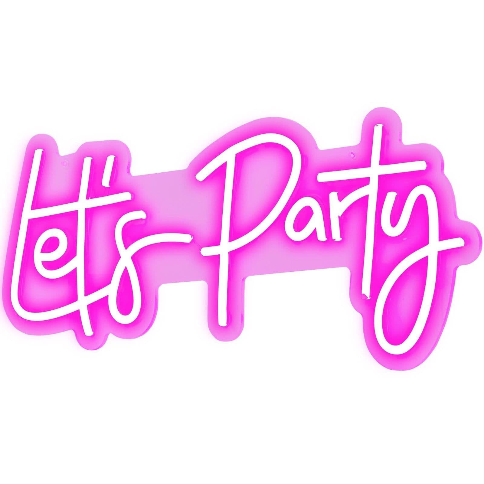 image-VEVOR Let's Party Neon Sign, 23"X10" Neon Sign for Wall Decor, Adjustable Brightness Pink Neon Light Sign with Remote Control and Power Adapter, for Party/Wedding Celebration/Home Decoration