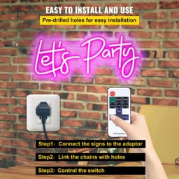 image-VEVOR Let's Party Neon Sign, 23"X10" Neon Sign for Wall Decor, Adjustable Brightness Pink Neon Light Sign with Remote Control and Power Adapter, for Party/Wedding Celebration/Home Decoration