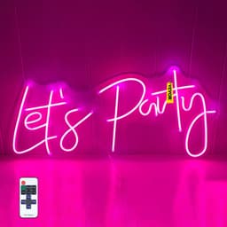 image-VEVOR Let's Party Neon Sign, 23"X10" Neon Sign for Wall Decor, Adjustable Brightness Pink Neon Light Sign with Remote Control and Power Adapter, for Party/Wedding Celebration/Home Decoration