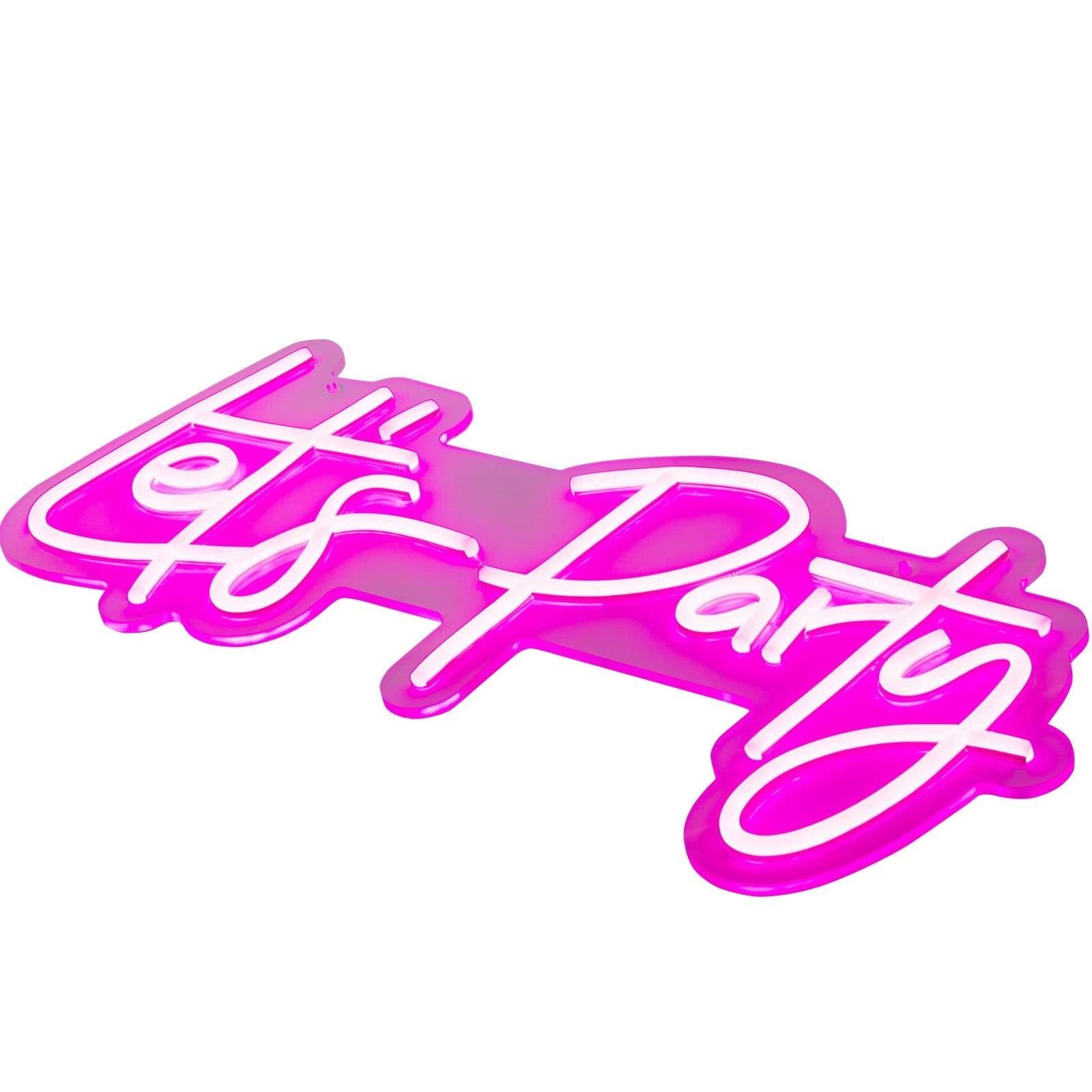 image-VEVOR Let's Party Neon Sign, 23"X10" Neon Sign for Wall Decor, Adjustable Brightness Pink Neon Light Sign with Remote Control and Power Adapter, for Party/Wedding Celebration/Home Decoration
