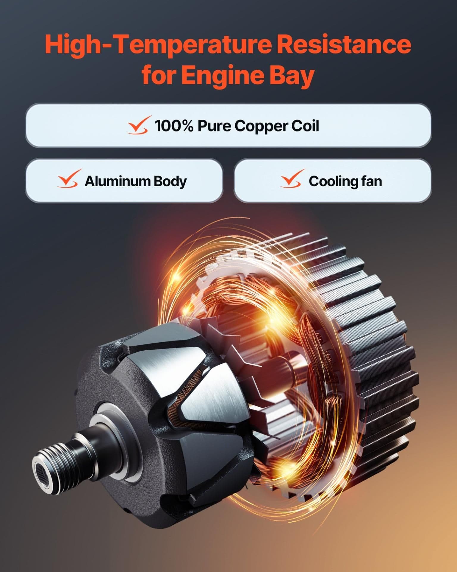 image-VEVOR Car Alternator 11252, Fit for Buick Enclave Base 3.6L 2012-2013, Chevy Traverse LT 2009-2016, GMC Acadia SLT 2007-2015, Saturn Outlook V6 2007-2010, Automotive Replacement Alternator 25815839
