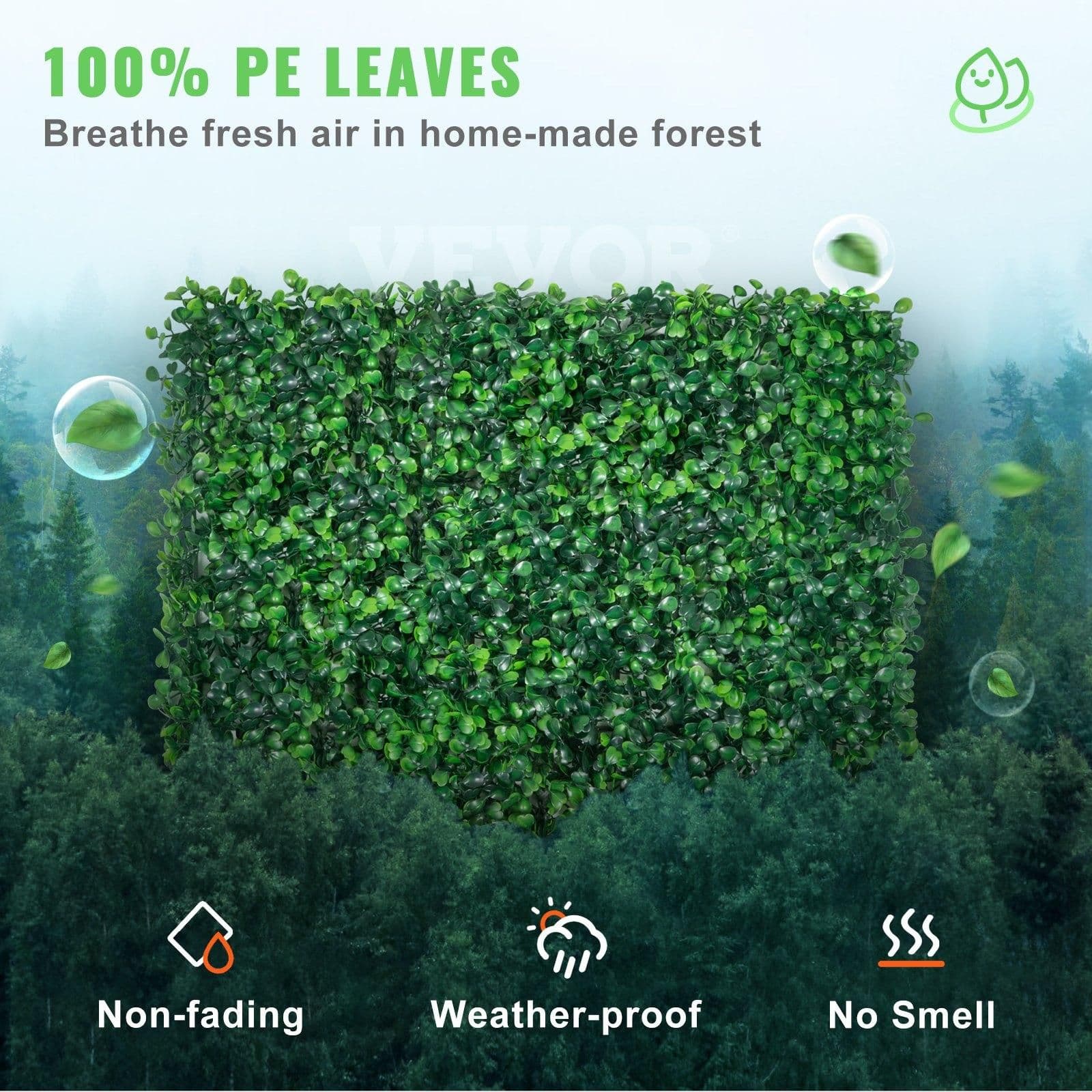 image-VEVOR 12PCS 20x20inch Artificial Boxwood Panels,Boxwood Hedge Wall Panels,Artificial Grass Backdrop Wall 1.6",Privacy Hedge Screen UV Protected for Outdoor Indoor Garden Fence Backyard