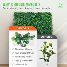 image-VEVOR 12PCS 20x20inch Artificial Boxwood Panels,Boxwood Hedge Wall Panels,Artificial Grass Backdrop Wall 1.6",Privacy Hedge Screen UV Protected for Outdoor Indoor Garden Fence Backyard