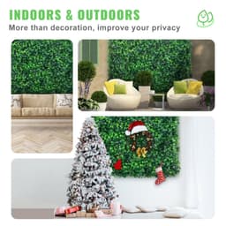 image-VEVOR 12PCS 20x20inch Artificial Boxwood Panels,Boxwood Hedge Wall Panels,Artificial Grass Backdrop Wall 1.6",Privacy Hedge Screen UV Protected for Outdoor Indoor Garden Fence Backyard