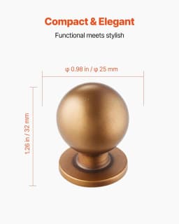 image-VEVOR Cabinet Knobs, 12 Pack, 0.98 Inch Zinc Alloy Drawer Pulls Door Handles, Round Kitchen Dresser Solid Knobs Cupboard Hardware with Screws for Bathroom Closet Cabinets Drawers, Antique Brass Color