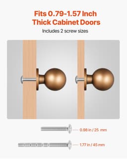 image-VEVOR Cabinet Knobs, 12 Pack, 0.98 Inch Zinc Alloy Drawer Pulls Door Handles, Round Kitchen Dresser Solid Knobs Cupboard Hardware with Screws for Bathroom Closet Cabinets Drawers, Antique Brass Color