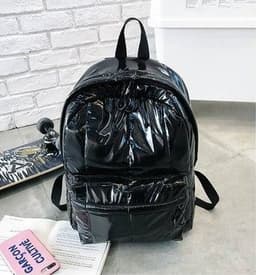 image-Trendy Korean Backpack - Silver Large PU Travel Schoolbag - 20-35L