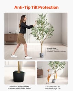 image-VEVOR 5FT Artificial Olive Tree with Black Pot, Tall Fake Tree with Natural Wood Trunk & Realistic Green Leaves and Fruits, Indoor Faux Plant for Home, Office, Living Room, Corner Decor