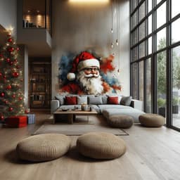 image-Vibrant Santa Claus Wall Mural | Classic Christmas Decal | Artistic Holiday Wall Art | Colorful Santa Portrait Sticker | Home Decoration