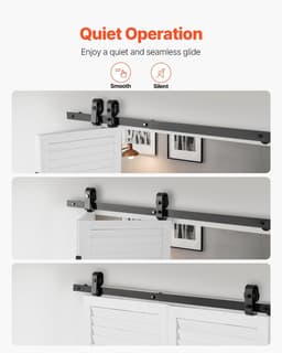 image-VEVOR Bi-Folding Sliding Barn Door Hardware Track Kit, 52" Top Mount Track Kit, Slide Smoothly & Quietly, Heavy Duty, Easy to Install, Suitable for Two 24" Closet Pantry Laundry Doors (Not Included)