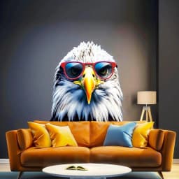 image-Wise Bald Eagle with Glasses Wall Decal - Vibrant Watercolor Bird Sticker