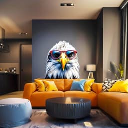 image-Wise Bald Eagle with Glasses Wall Decal - Vibrant Watercolor Bird Sticker