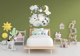 image-Cute Sleeping Animal Nursery Wall Sticker - Sweet Dreams Cloud Kid Baby Room Decor Decal