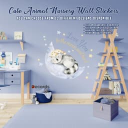 image-Cute Sleeping Animal Nursery Wall Sticker - Sweet Dreams Cloud Kid Baby Room Decor Decal