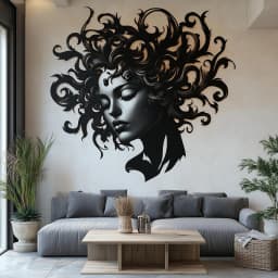 image-Elegant Woman Face Wall Decal | Large Abstract Wall Sticker | Black and White Vinyl Art for Living Room, Bedroom, Office, Modern Home Décor