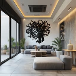 image-Elegant Woman Face Wall Decal | Large Abstract Wall Sticker | Black and White Vinyl Art for Living Room, Bedroom, Office, Modern Home Décor