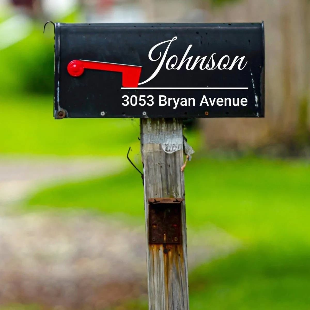 image-Personalized Reflective Mailbox Decal - Custom Vinyl Sticker for Increased Visibility