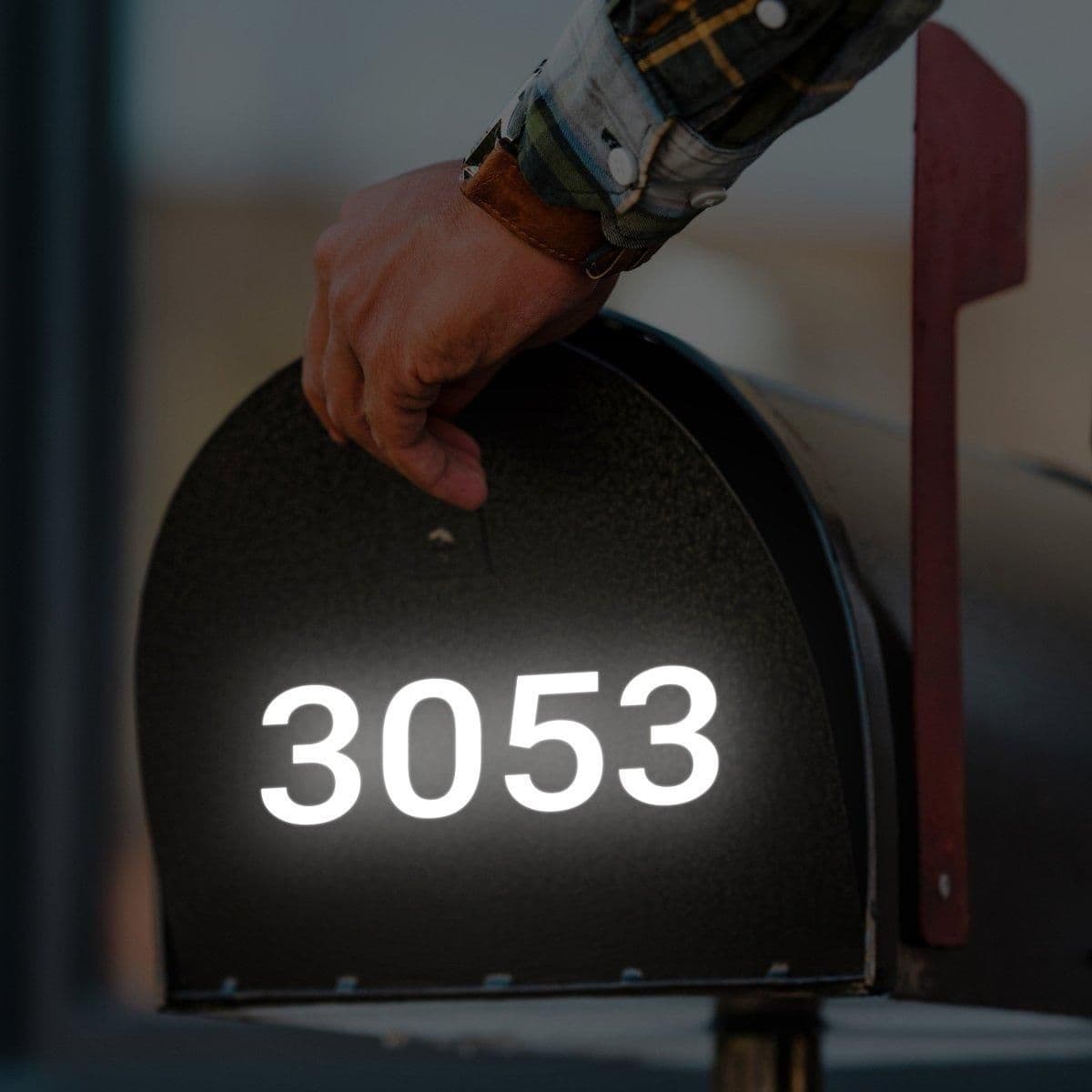 image-Personalized Reflective Mailbox Decal - Custom Vinyl Sticker for Increased Visibility
