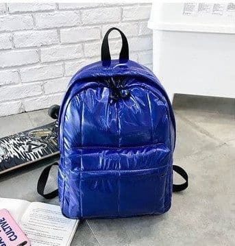 image-Trendy Korean Backpack - Silver Large PU Travel Schoolbag - 20-35L