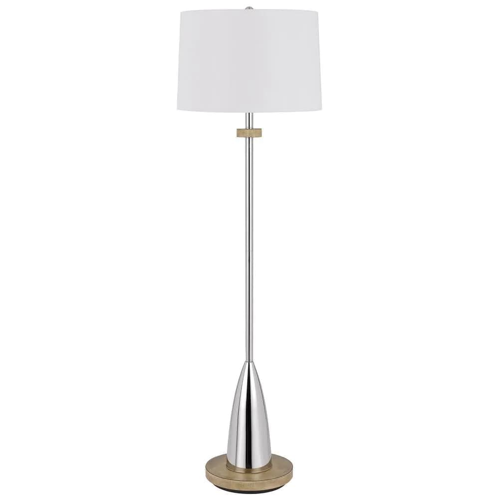 image-150W 3 Way Lockport Metal Floor Lamp With Rubber Wood Base