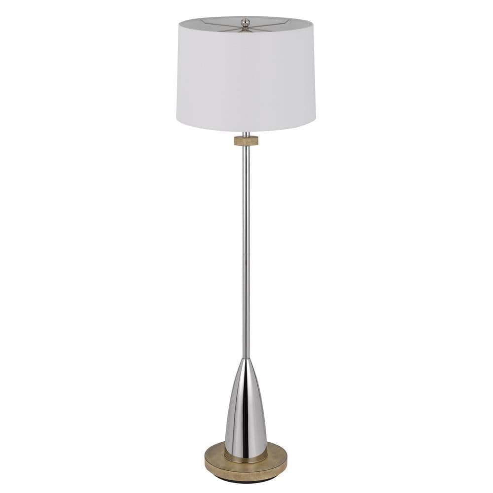 image-150W 3 Way Lockport Metal Floor Lamp With Rubber Wood Base