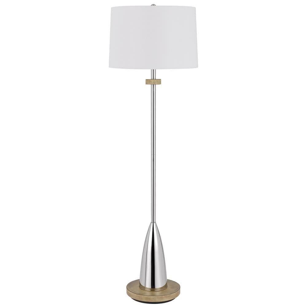 image-150W 3 Way Lockport Metal Floor Lamp With Rubber Wood Base