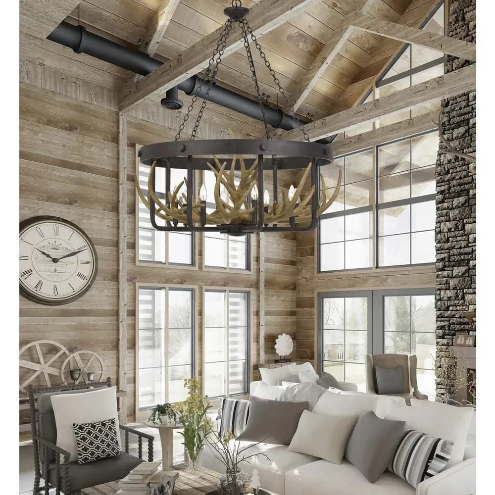 image-Angelo 60W X 8 Metal Antler Chandelier
