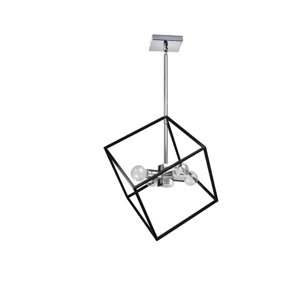 image-4LT Pendant, Polished Chrome & Matte Black Finish