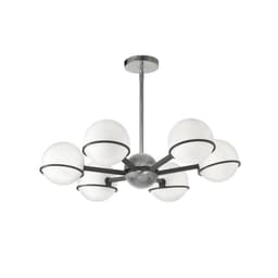 image-6LT Halogen Chandelier, MB with WH Opal Glass