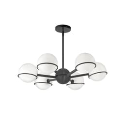 image-6LT Halogen Chandelier, MB with WH Opal Glass