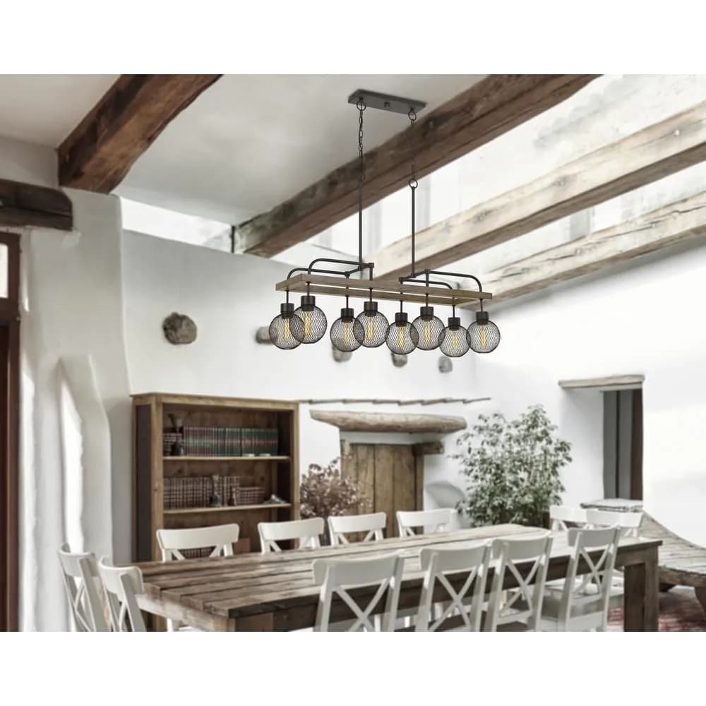 image-60W X 8 Forio Metal Chandelier With Mesh Round Shade (Edison Bulbs Not Included)
