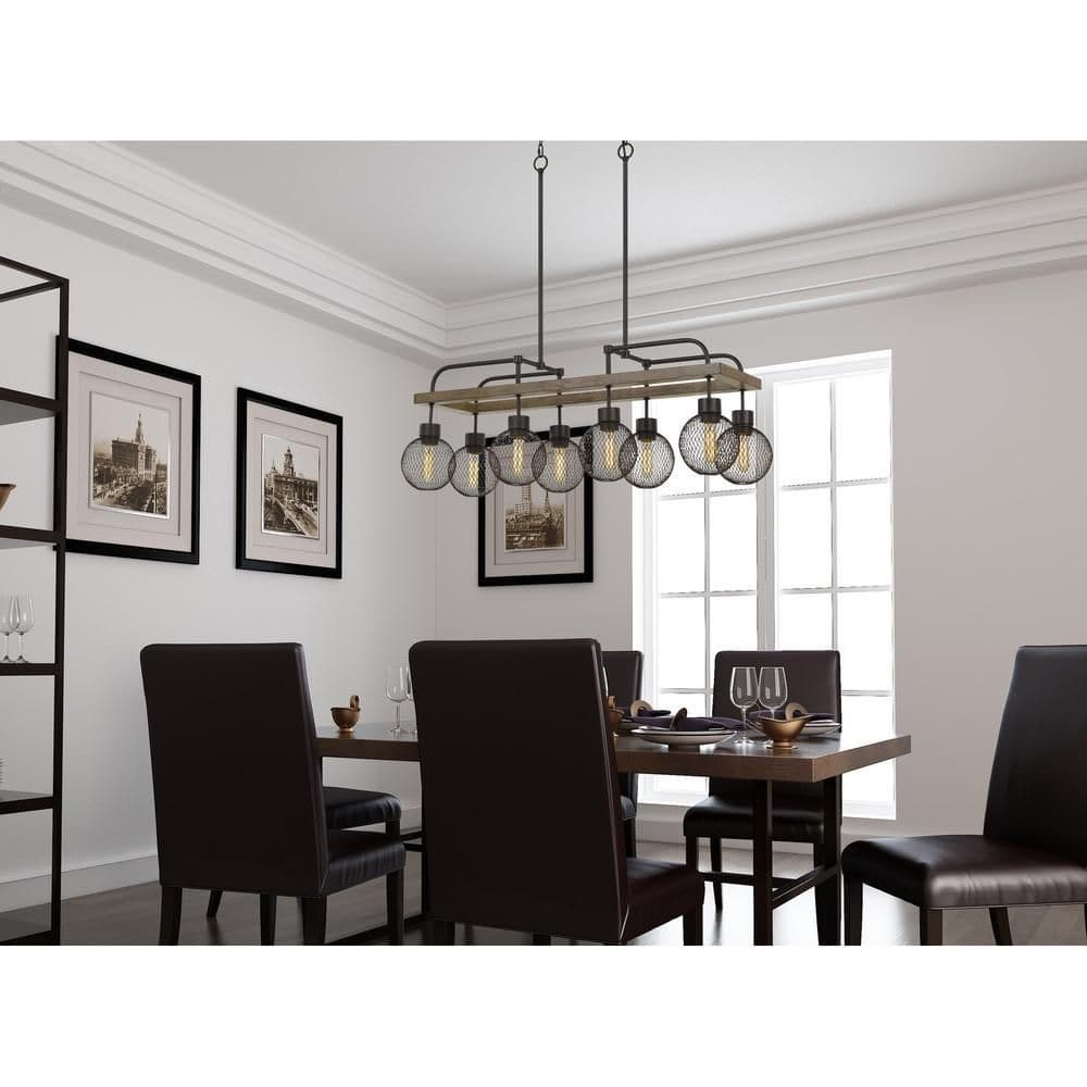image-60W X 8 Forio Metal Chandelier With Mesh Round Shade (Edison Bulbs Not Included)