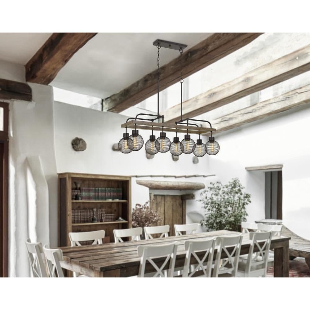 image-60W X 8 Forio Metal Chandelier With Mesh Round Shade (Edison Bulbs Not Included)