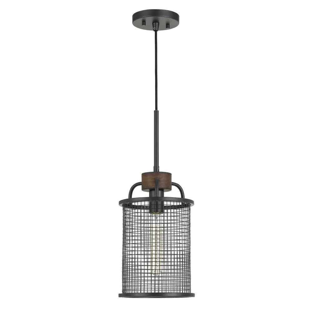 image-Aberdeen Mesh Metal/Wood Pendant Light (Edison Bulb Not Included)