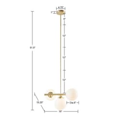 image-3-Light Chandelier with Frosted Glass Globe Bulbs