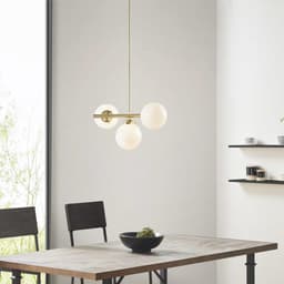 image-3-Light Chandelier with Frosted Glass Globe Bulbs