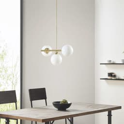 image-3-Light Chandelier with Frosted Glass Globe Bulbs