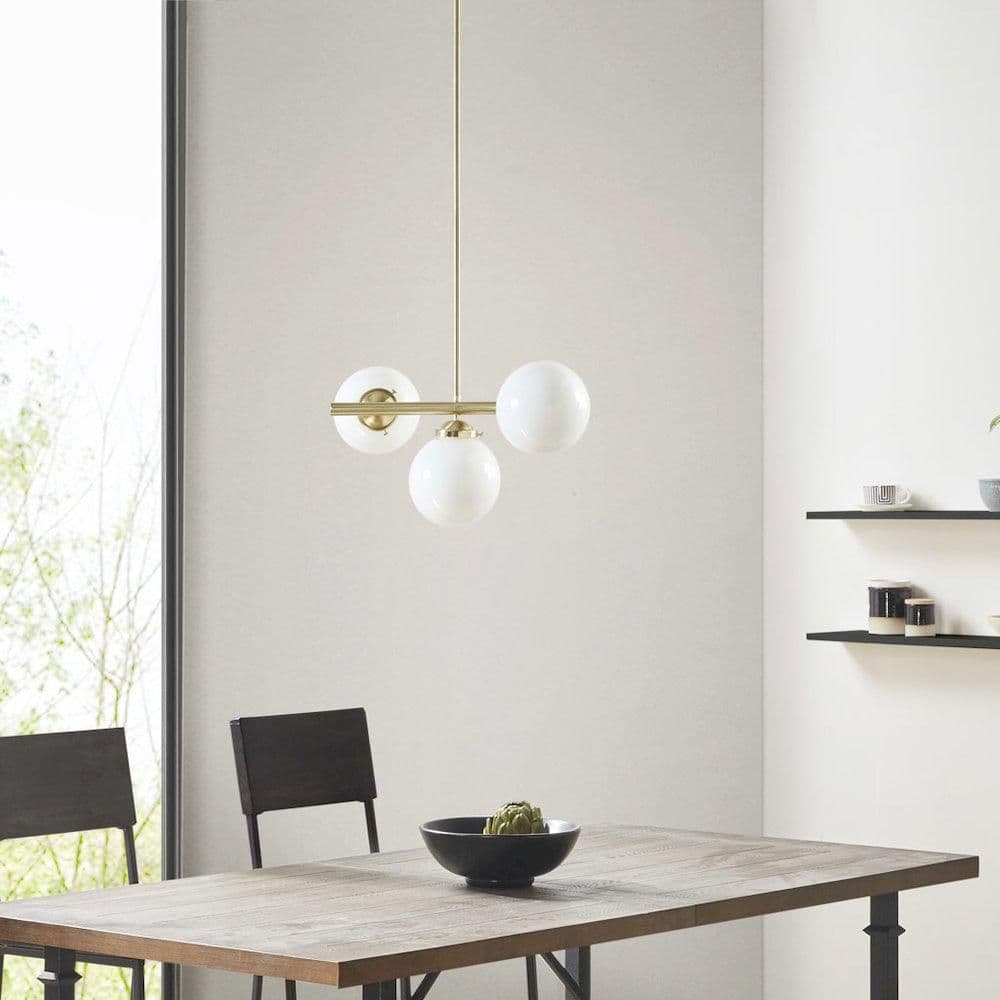 image-3-Light Chandelier with Frosted Glass Globe Bulbs