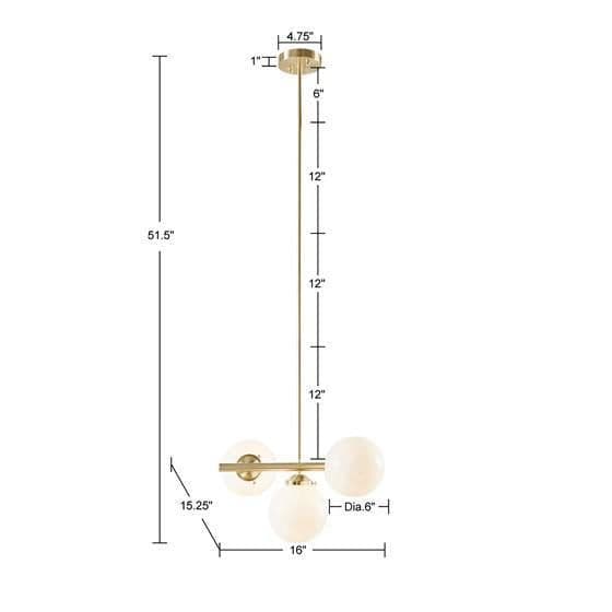 image-3-Light Chandelier with Frosted Glass Globe Bulbs