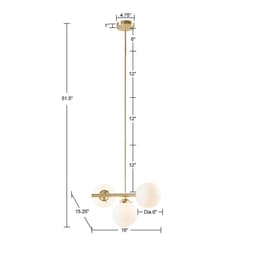 image-3-Light Chandelier with Frosted Glass Globe Bulbs