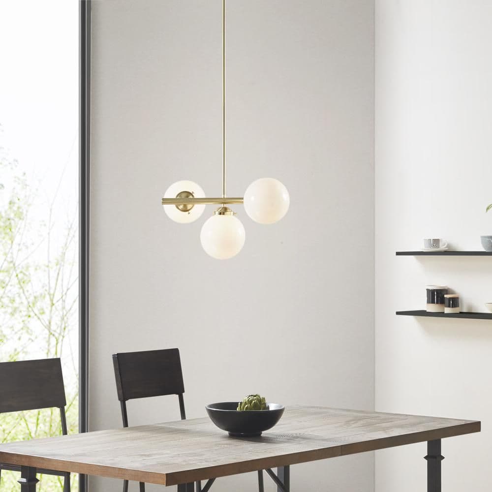 image-3-Light Chandelier with Frosted Glass Globe Bulbs