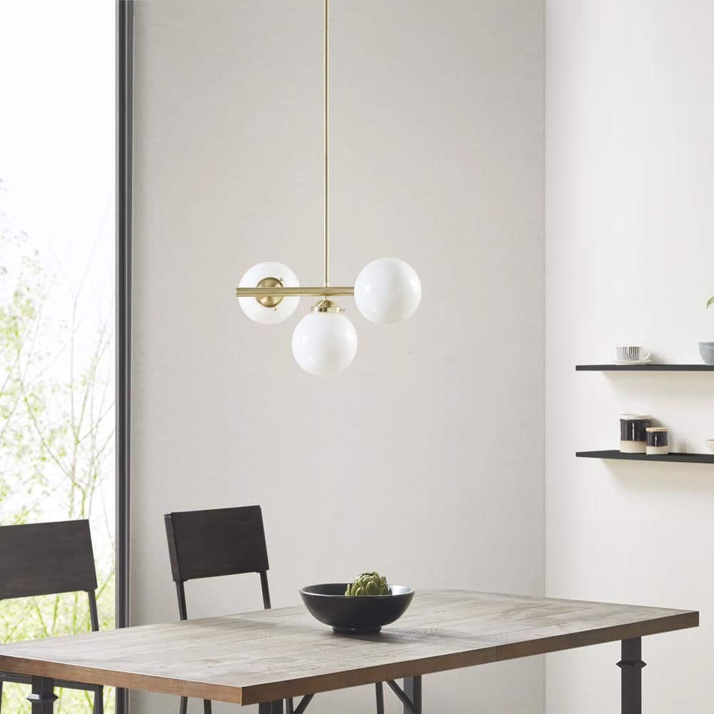 image-3-Light Chandelier with Frosted Glass Globe Bulbs